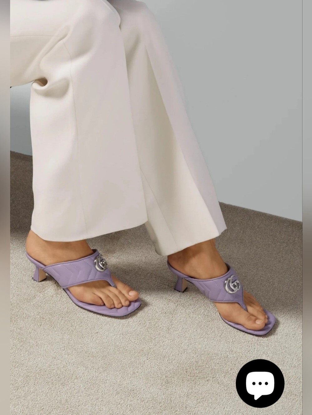 Gucci Lavender Quilted Leather Thong Mules with Silver Logo
